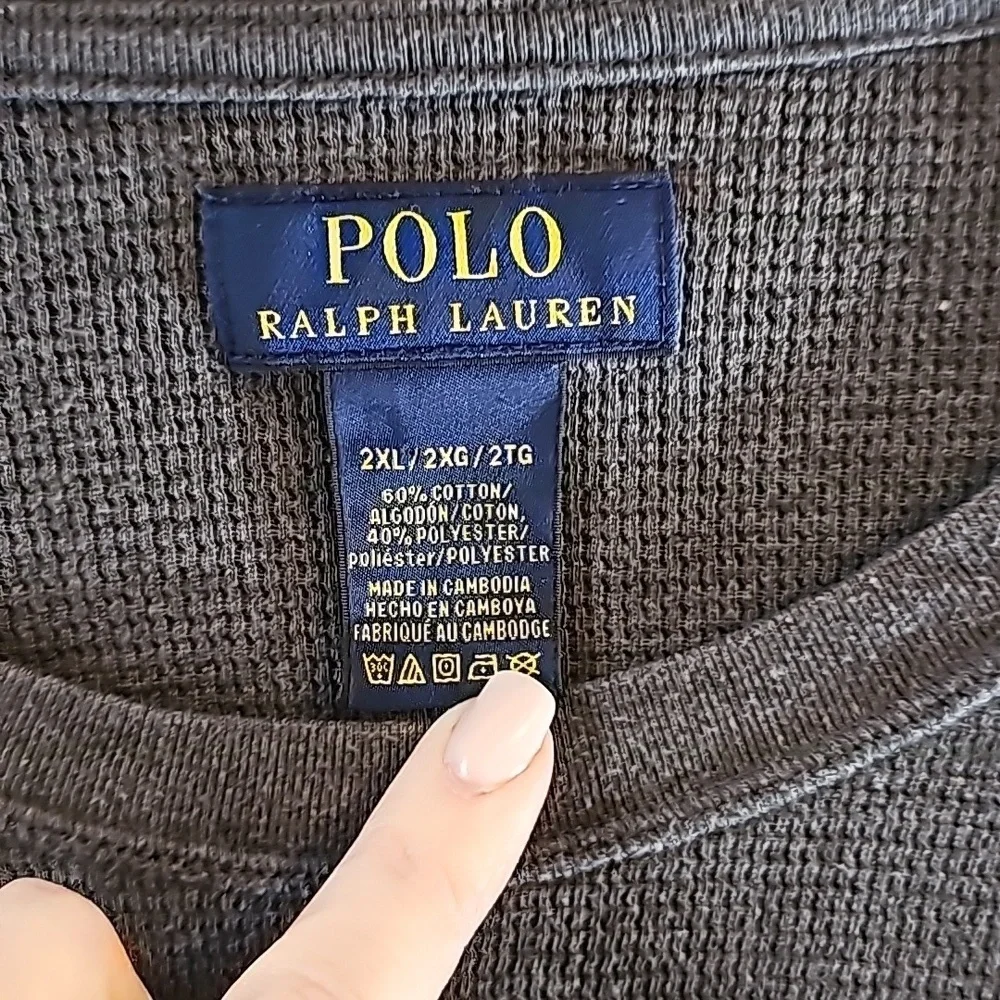 Polo Ralph Lauren logo sz 2XL gray thermal shirt long sleeve new MT15